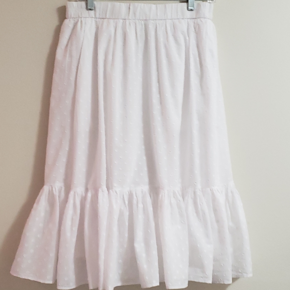 J.Crew Embroidered Flounce Midi Skirt, Sz 8